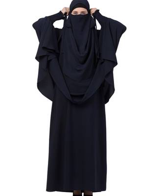Blue kashibo Abaya Khimar Combo 3