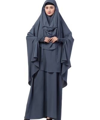 Grey kashibo Abaya Khimar Combo 1