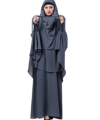 Grey kashibo Abaya Khimar Combo 2