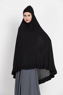 Black Full Size Prayer Hijab Without Sleeves 2