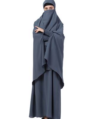 Grey kashibo Abaya Khimar Combo 4
