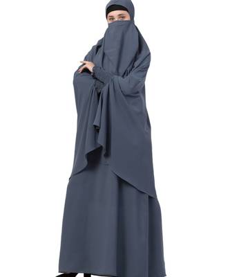 Grey kashibo Abaya Khimar Combo 5