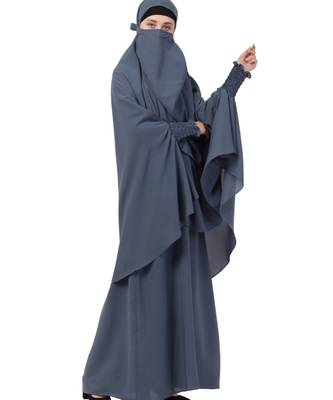 Grey kashibo Abaya Khimar Combo 6