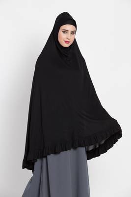 Black Full Size Prayer Hijab Without Sleeves 3