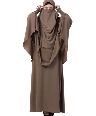Khaki kashibo Abaya Khimar Combo 3