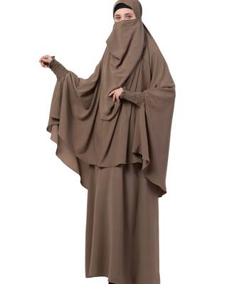 Khaki kashibo Abaya Khimar Combo 6