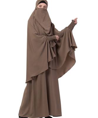 Khaki kashibo Abaya Khimar Combo 7