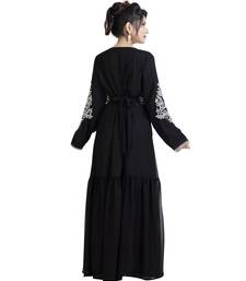 Black Georgette Embroidered Zari Work Islamic Kaftan
