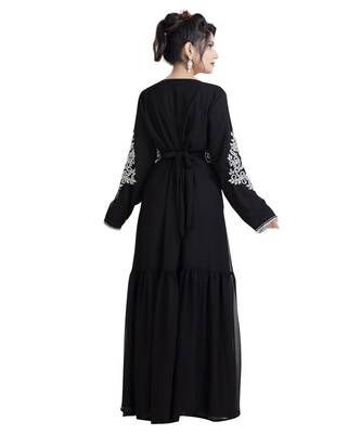 Black Georgette Embroidered Zari Work Islamic Kaftan 2