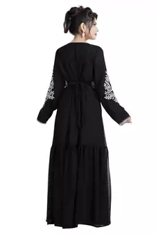 Black Georgette Embroidered Zari Work Islamic Kaftan