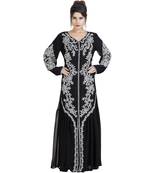 Black Georgette Embroidered Zari Work Islamic Kaftan