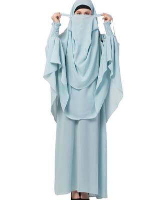 Blue kashibo Abaya Khimar Combo 2