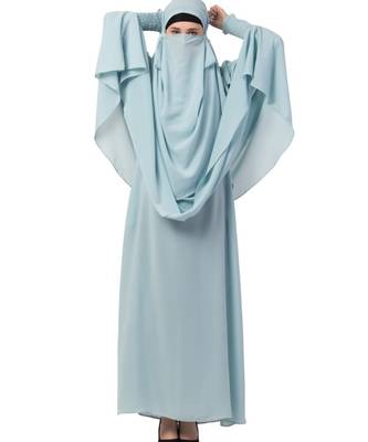 Blue kashibo Abaya Khimar Combo 3