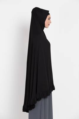 Black Full Size Prayer Hijab Without Sleeves 4