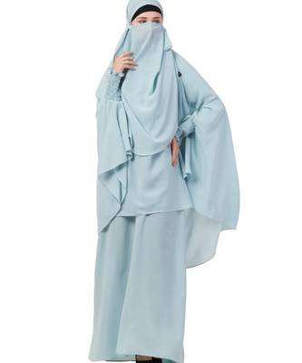Blue kashibo Abaya Khimar Combo 4
