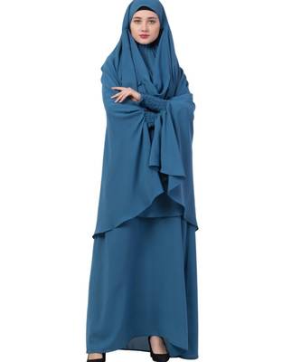Blue kashibo Abaya Khimar Combo 1