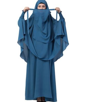 Blue kashibo Abaya Khimar Combo 3