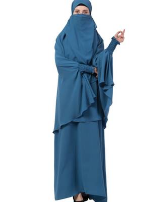 Blue kashibo Abaya Khimar Combo 4