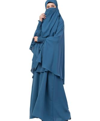 Blue kashibo Abaya Khimar Combo 5