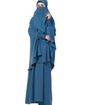 Blue kashibo Abaya Khimar Combo 6