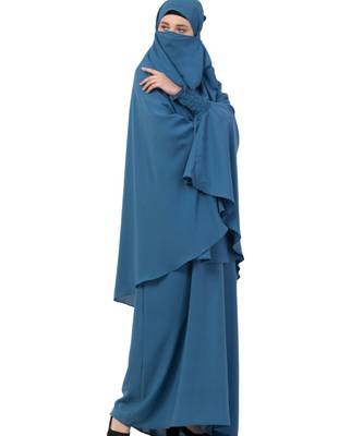 Blue kashibo Abaya Khimar Combo 7