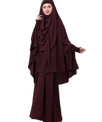 Wine kashibo Abaya Khimar Combo 2