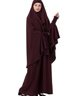 Wine kashibo Abaya Khimar Combo 4