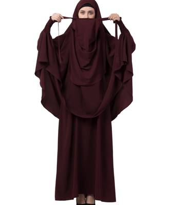 Wine kashibo Abaya Khimar Combo 7