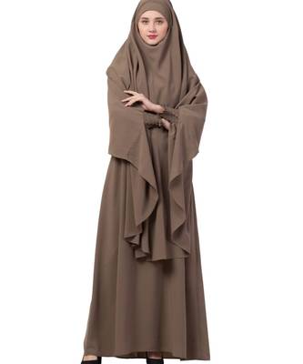 Khaki kashibo Abaya Khimar Combo 1