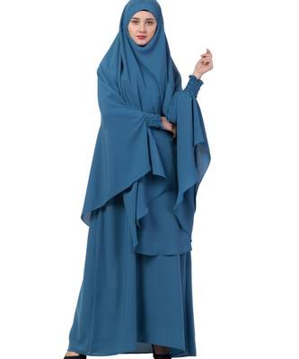 Blue Nida Abaya Khimar Combo 3