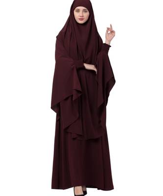 Wine kashibo Abaya Khimar Combo 1