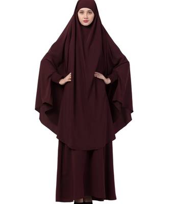 Wine kashibo Abaya Khimar Combo 2