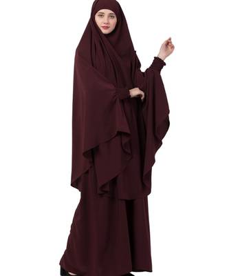 Wine kashibo Abaya Khimar Combo 5