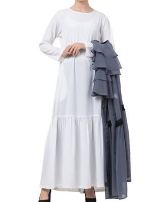 Grey kashibo Abaya Dress And Cardigan Combo 2