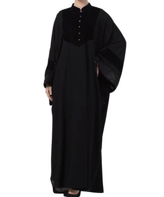 Black Nida Premium Kaftan With Black Lace Work 2