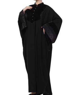 Black Nida Premium Kaftan With Black Lace Work 3