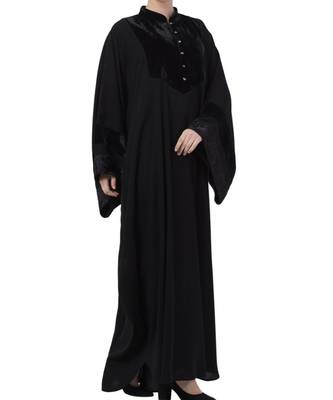 Black Nida Premium Kaftan With Black Lace Work 4