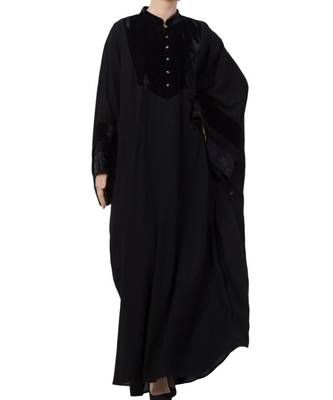 Black Nida Premium Kaftan With Black Lace Work 7