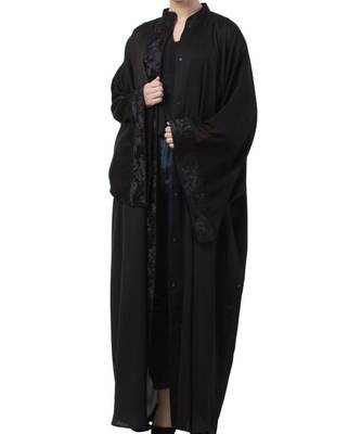 Black kashibo Premium Kaftan With Black Lace Work 1