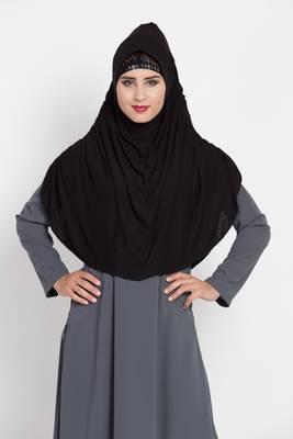 Black Designer Jersey Hijab 1