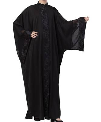 Black kashibo Premium Kaftan With Black Lace Work 5