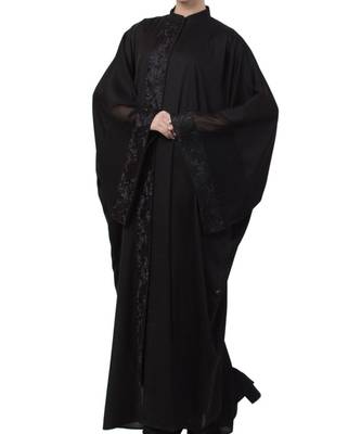 Black kashibo Premium Kaftan With Black Lace Work 6