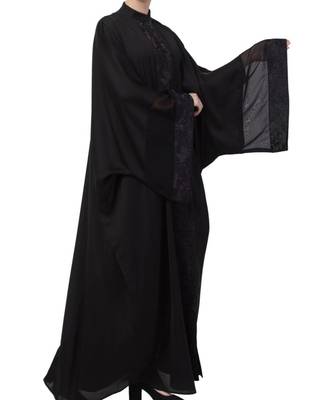 Black kashibo Premium Kaftan With Black Lace Work 7