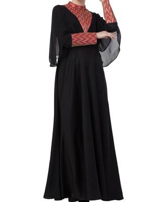 Black Nida Designer Abaya Dress For Special Occasion 1