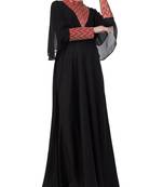Black Nida Designer Abaya Dress For Special Occasion