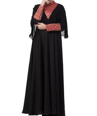 Black Nida Designer Abaya Dress For Special Occasion 2