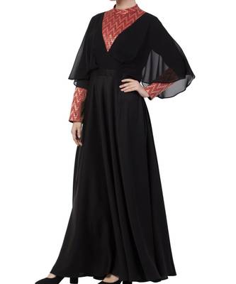 Black Nida Designer Abaya Dress For Special Occasion 3