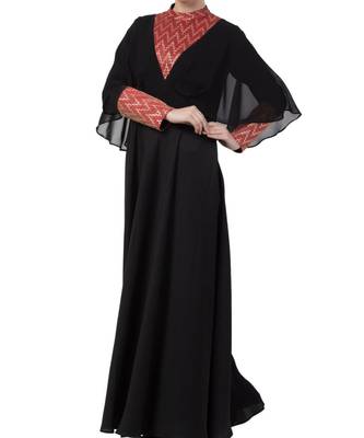 Black Nida Designer Abaya Dress For Special Occasion 4