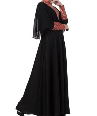 Black Nida Designer Abaya Dress For Special Occasion 6