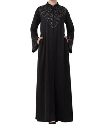 Black Nida Occasion Abaya With Hand Work 1